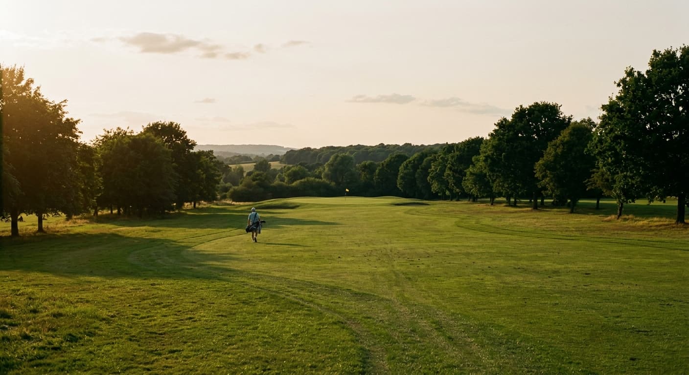 Flat open parkland fairway at Leo J. Martin Golf Course in Weston, Massachusetts on a clear summer afternoon